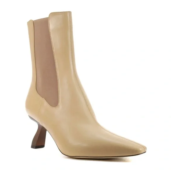 Sammie Almond Leather Stiletto Heeled Booties Sam Edelman - Picture 2 of 4